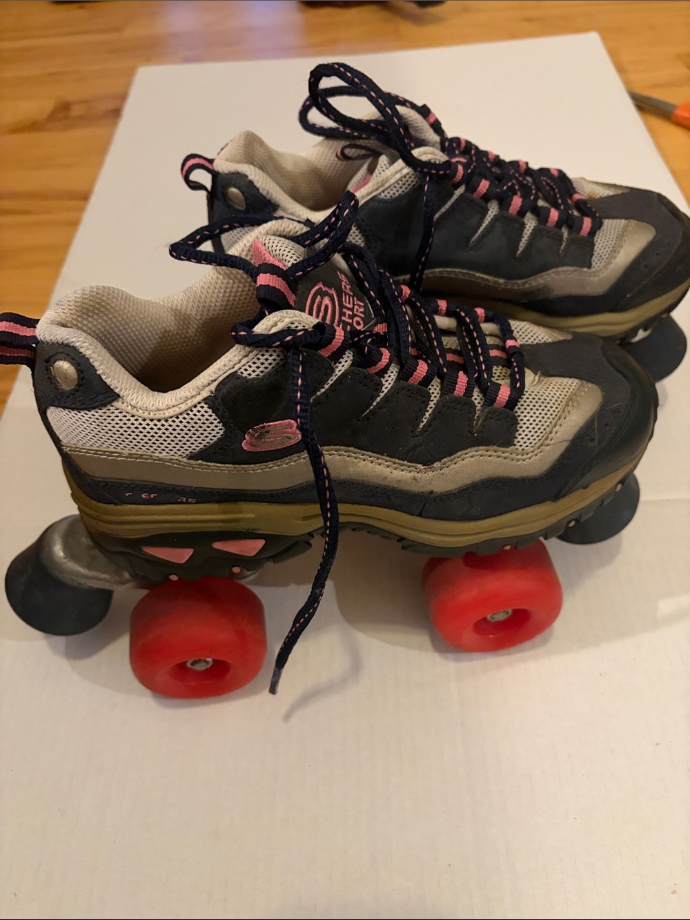 Skechers Gray, Pink and Red Women's Quad Roller Sneakers